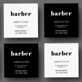 Eenvoudige minimalistische zwart-witte kapper styl vierkante visitekaartje