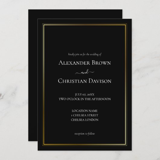 Eenvoudige minimalistische zwarte achtergrond brui kaart (Voorkant / Achterkant)