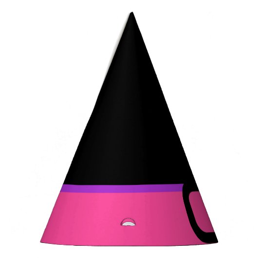 Eenvoudige minimalistische zwarte en roze Hallowee Feesthoedjes (Links)