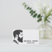 Eenvoudige minimalistische zwarte en witte Barber- Visitekaartje (Staand voorkant)