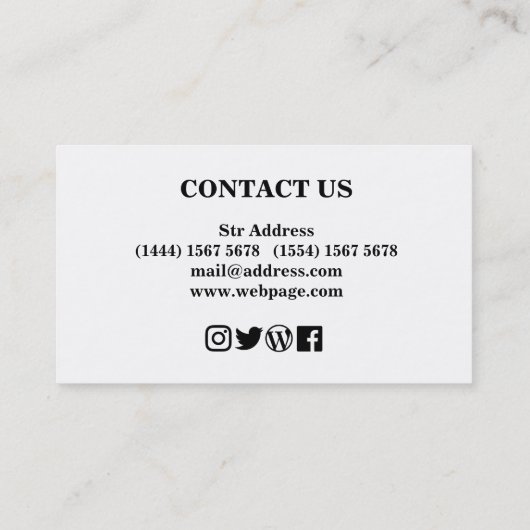 Eenvoudige minimalistische zwarte en witte Barber- Visitekaartje (Achterkant)