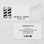 Eenvoudige minimalistische zwarte en witte Barber- Visitekaartje (Voorkant / Achterkant)