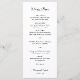 Eenvoudige Minimalistische Zwarte en Witte Bruilof Menu