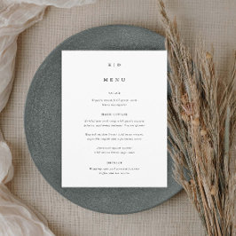 Eenvoudige Minimalistische Zwarte en Witte Bruilof Menu