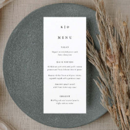 Eenvoudige Minimalistische Zwarte en Witte Bruilof Menu