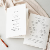 Eenvoudige Minimalistische Zwarte en Witte Bruilof Programma