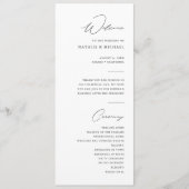 Eenvoudige minimalistische zwarte en witte bruilof programmakaart (Voorkant)