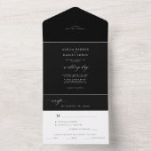 Eenvoudige minimalistische zwarte en witte elegant all in one uitnodiging (Binnen)