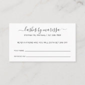 Eenvoudige minimalistische zwarte en witte legante aanbevelingskaartje (Achterkant)