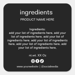 Eenvoudige minimalistische zwarte en witte lijst m vierkante sticker