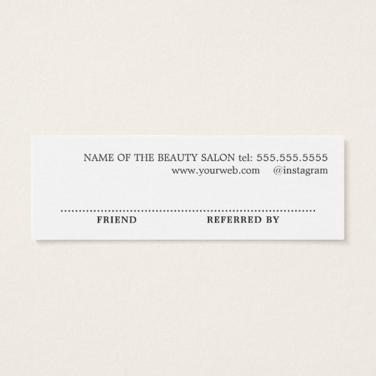 Eenvoudige minimalistische zwarte gouden schoonhei mini visitekaartjes (Achterkant)