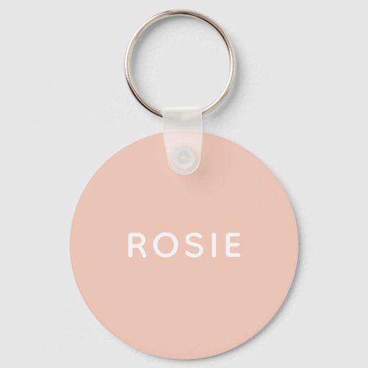 Eenvoudige minimalistische zwarte roze aangepaste  sleutelhanger (Voorkant)