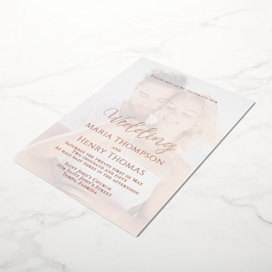 Eenvoudige, minimalistische zwarte scriptkalligraf folie uitnodiging (Gedraaid)