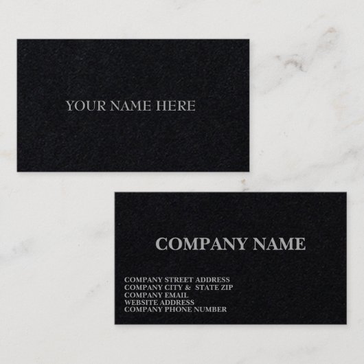 Eenvoudige minimalistische zwarte Visitekaartjes (Voorkant / Achterkant)