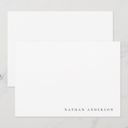 Eenvoudige Minimalistische zwarte witte correspond Notitiekaartje (Voorkant / Achterkant)