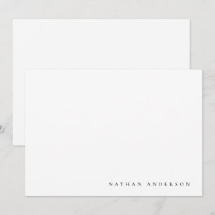 Eenvoudige Minimalistische zwarte witte correspond Notitiekaartje