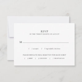 Eenvoudige minimalistische zwarte witte maaltijd k RSVP kaartje