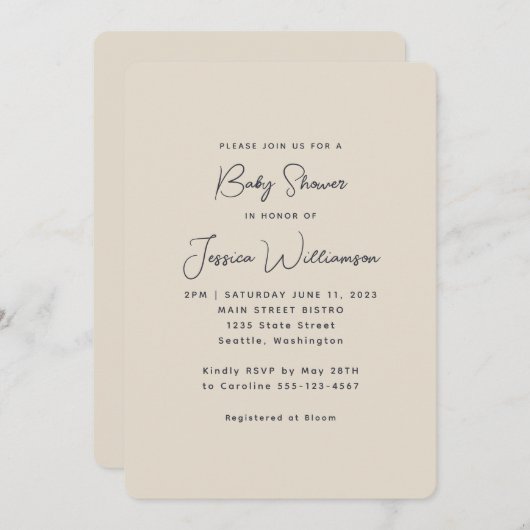 Eenvoudige Minimalistische Zwarte Witte Moderne Br Kaart (Voorkant / Achterkant)