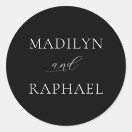 Eenvoudige Minimalistische Zwarte Witte Persoonlij Ronde Sticker