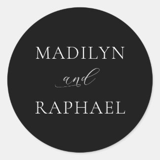 Eenvoudige Minimalistische Zwarte Witte Persoonlij Ronde Sticker
