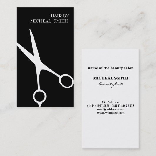 Eenvoudige minimalistische zwarte witte schaarste  visitekaartje (Voorkant / Achterkant)