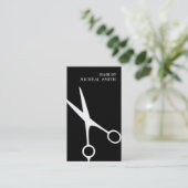 Eenvoudige minimalistische zwarte witte schaarste visitekaartje (Staand voorkant)