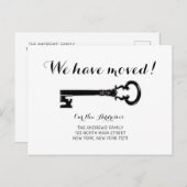 Eenvoudige minimalistische zwarte witte sleutel d aankondigingskaart (Voorkant / Achterkant)