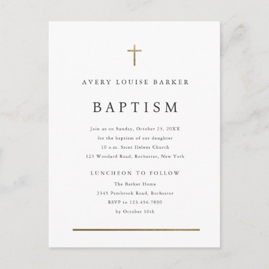 Eenvoudige minimumeisen voor religieuze baptisme briefkaart (Voorkant)