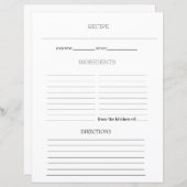 Eenvoudige ministe pagina van het Recipe Cookbook (Voorkant / Achterkant)