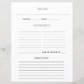 Eenvoudige ministe pagina van het Recipe Cookbook (Voorkant)