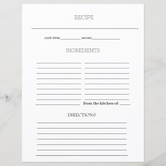 Eenvoudige ministe pagina van het Recipe Cookbook (Voorkant)