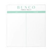 Eenvoudige Mint Blauw en Witte Bunco Tafel Tally Notitieblok (Voorkant)