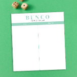 Eenvoudige Mint Blauw en Witte Bunco Tafel Tally Notitieblok<br><div class="desc">Gooi een vel op elke tafel voor de persoon die de score bijhoudt en stroomlijn je Bunco-spel met deze kant-en-klaar en gemakkelijk te gebruiken scheuren tellingsbladen met twee lege kolommen en verse mint aqua-accenten.</div>