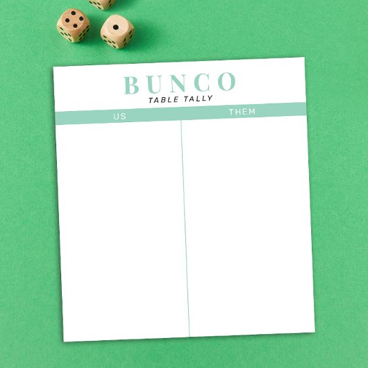 Eenvoudige Mint Blauw en Witte Bunco Tafel Tally Notitieblok