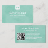 Eenvoudige Mint Chic Boutique Monogram Sociale Med Visitekaartje (Voorkant / Achterkant)