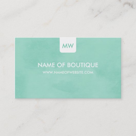 Eenvoudige Mint Chic Boutique Monogram Sociale Med Visitekaartje (Voorkant)