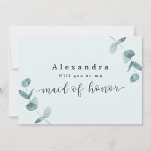 Eenvoudige Mint Eucalyptus Maid of Honor proposal