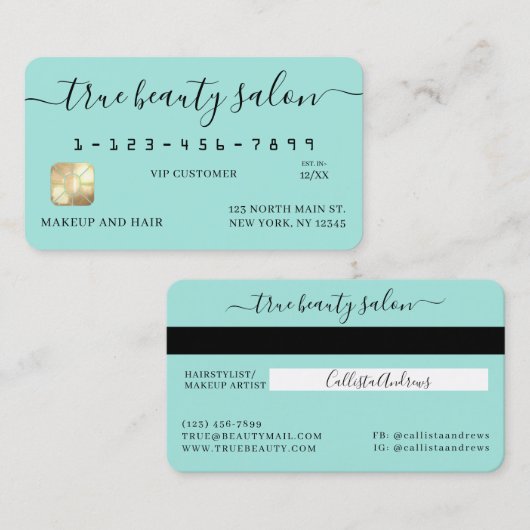 Eenvoudige Mint Gold Signature Script Credit Kaart Visitekaartje (Voorkant / Achterkant)