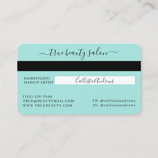 Eenvoudige Mint Gold Signature Script Credit Kaart Visitekaartje (Achterkant)