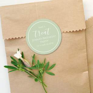 Eenvoudige Mint Green Birthday Calligraphy Cute Pa Ronde Sticker