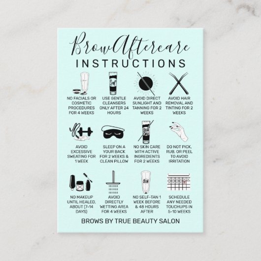 Eenvoudige Mint Green Brows Nazorg Icon Visitekaartje (Voorkant)