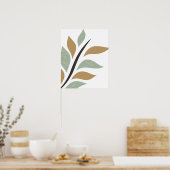 Eenvoudige Mint Green & Gold Branch Art-afdrukken Poster (Keuken)