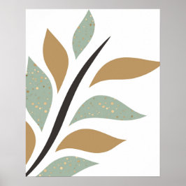 Eenvoudige Mint Green & Gold Branch Art-afdrukken Poster