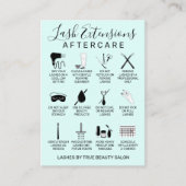 Eenvoudige Mint Green Lash Extensions Aftercare-pi Visitekaartje (Voorkant)