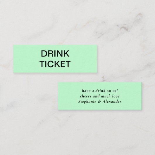 Eenvoudige Mint Green Pas getrouwd Wedding Drink T Mini Visitekaartje (Voorkant / Achterkant)