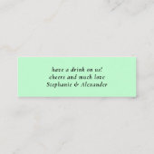 Eenvoudige Mint Green Pas getrouwd Wedding Drink T Mini Visitekaartje (Achterkant)