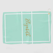  eenvoudige mint groen met aangepaste naam dames golfhanddoek (Horizontaal)