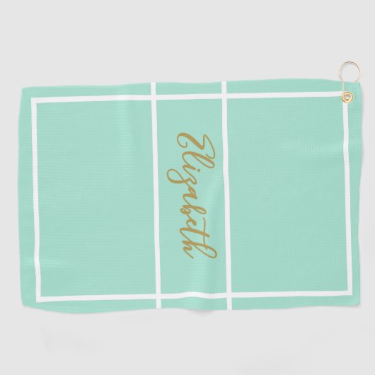 eenvoudige mint groen met aangepaste naam dames golfhanddoek (Horizontaal)