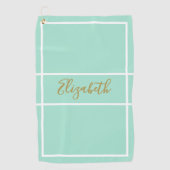  eenvoudige mint groen met aangepaste naam dames golfhanddoek (Voorkant)