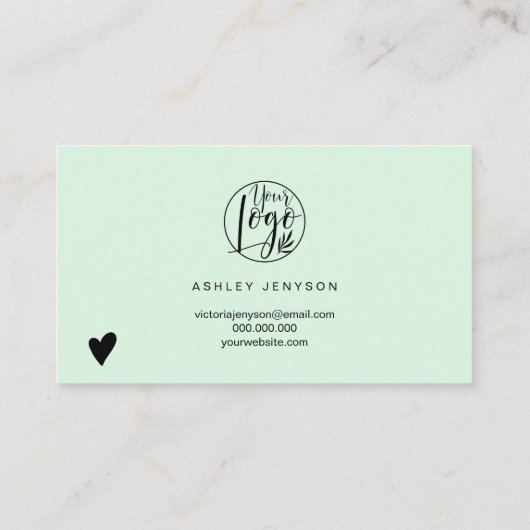 Eenvoudige mint groen minimalistische logo orde da visitekaartje (Achterkant)